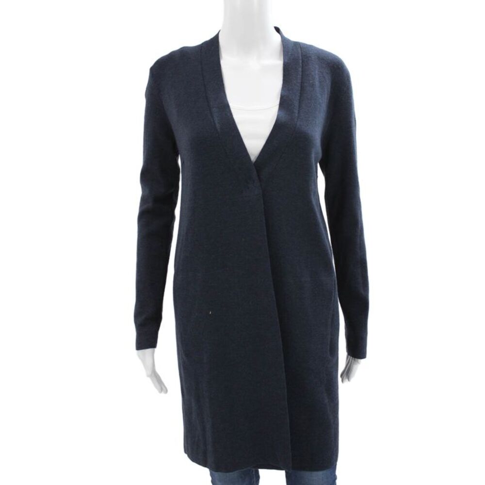 D. Exterior Unisex Cardigan Navy V-Neck 100% Lana Extrafine Longsleeve Size S